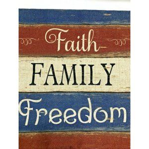 Faith Family Freedom Accent Throw Pillow 17” Rustic, Farmhouse, Country EUC (2)